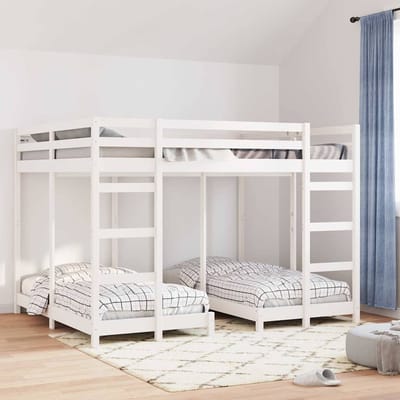 vidaXL - Drievoudig - Stapelbedframe - Wit - 160 - x - 200 - cm - Massief - grenenhout