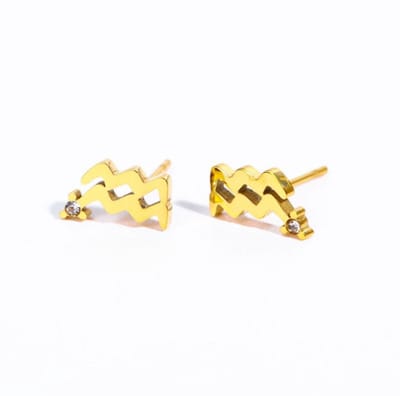 Plux Fashion Waterman Oorbellen - Goud - 1cm - Sieraden - Sterrenbeeld Oorbellen - Waterman Sterrenbeeld - Stainless Steel - Sieraden Cadeau - Waterman Sieraad - Gouden Oorbellen - Luxe Style - Duurzame Kwaliteit - Roestvrijstaa