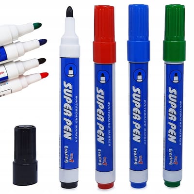 Whiteboardmarker - droog uitwisbare stiften - viltstiften - geurarm - schoolbord - 4 stuks - 2mm - assorti