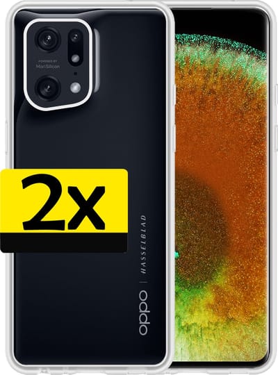 Hoesje - 2 Stuks - Geschikt voor OPPO Find X5 - Sterk & Shockproof - Case Siliconen - Back Cover - Telefoon Hoes - Telefoonhoesjes - Transparant