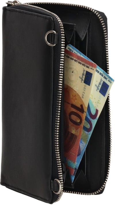 Goodman Telefoontasje Dames - Crossbodytas voor Dames - Schoudertas van 100% Leder - Zwart
