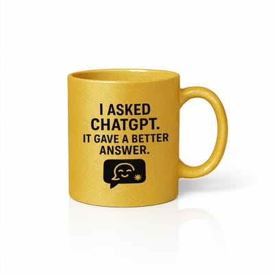 Grappige “I Asked ChatGPT, It Gaf een Beter Antwoord” Gouden Mok – Tech Humor Cadeau – 330 ml Keramische Koffiemok