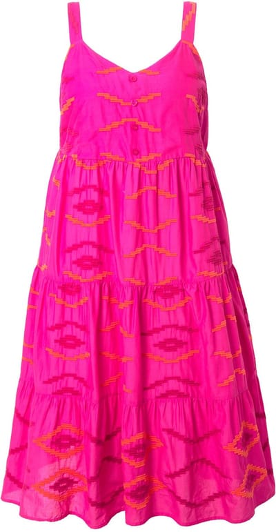Studio Untold - Dames - Midi-jurk A-lijn borduursel volants - Roze - Maat 50+