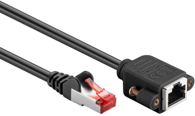 SFTP CAT6 netwerk verlengkabel | inbouwconnector | zwart | 0,50 meter
