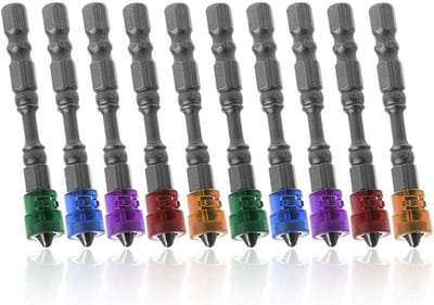 Set van 10 Stuks Magnetische Phillips Schroefbits met 1/4 Inch Hex Shank voor Elektrisch Gereedschap - PH2, Schroeven, Klusaccessoires