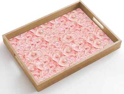 Dienblad hout 50x35 cm - Schootdienblad - Vloeiend - Olieverf - Roze - Borrelplank rechthoek - Plateau dienbladen