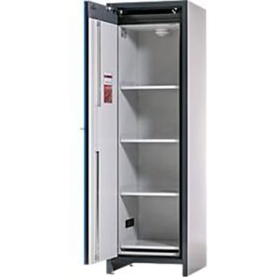 Asecos accubak ION-CORE-90 CS 600, 4 geperforeerde legborden + 1 bodem lekbak, B 599 x D 615 x H 1953 mm