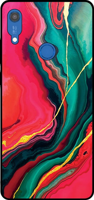 Smartphonica Telefoonhoesje Geschikt voor Huawei Y6S met Rood Groen Marmer Opdruk - TPU Backcover Case Red Green Marble Design geschikt voor Huawei Y6S