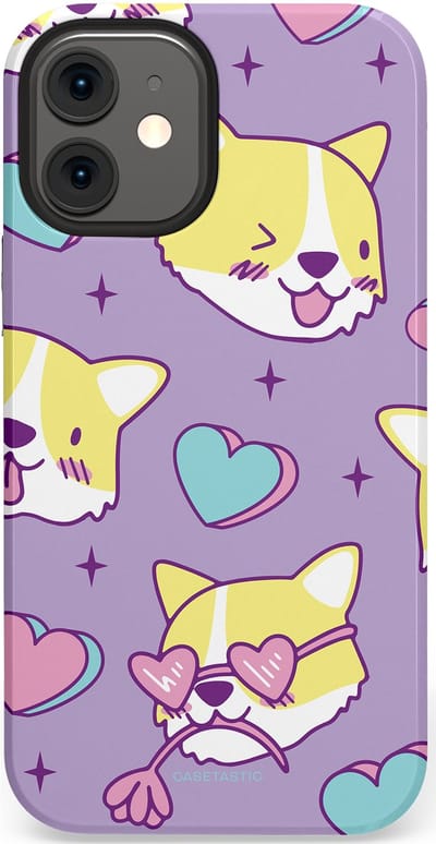 Casetastic Hoesje Geschikt voor Apple iPhone 12 Mini - Stijlvolle Beschermende Duo-layer Case - Liefde is een Corgi