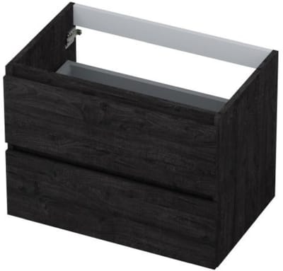INK - Onderkast 2 Laden Greeploos met Houten Keerlijst - 700x450x520 Mm - Houtskool Eiken