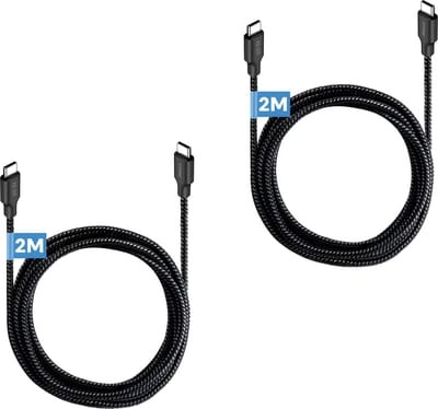 Usb C kabel 2m - Stevig nylon - 65W snelladen - 480Mbps data