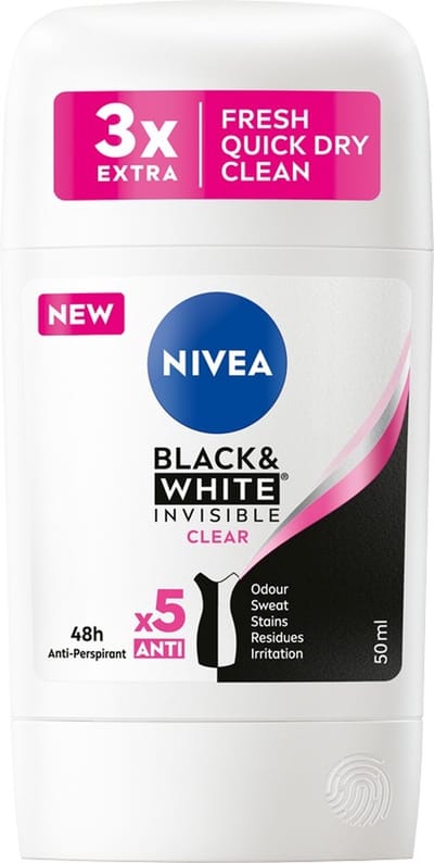 Black&White Invisible Clear anti-transpirant stick 50ml