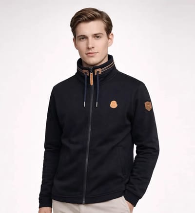 Lizzard Sports Heren Vest met Rits Zwart - Maat S - Sweat Vest met Opstaande Kraag - Casual Trui Heren met Volledige Ritssluiting en Zak