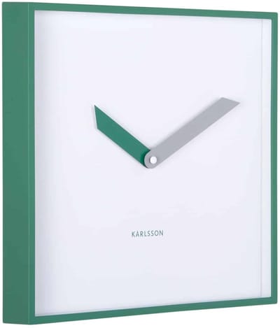 Karlsson Wandklok Cool Retro Cuadrado - Groen - 4.1x28.3x28.3cm - Wandklok Modern