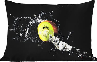 Buitenkussens - Tuin - Kiwi - Fruit - Stilleven - Water - Zwart - 50x30 cm
