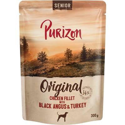 6x 300g Purizon Senior Kipfilet met Black Angus rund Kalkoen natvoer voor honden