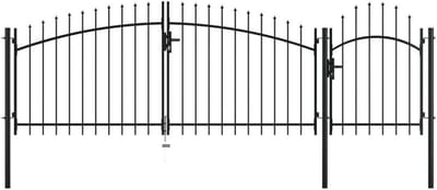 Tuinpoort Metaal - Dubbele poort - Toegang Afbakenen - Stevig Staal - 400cm Breed - Zwart