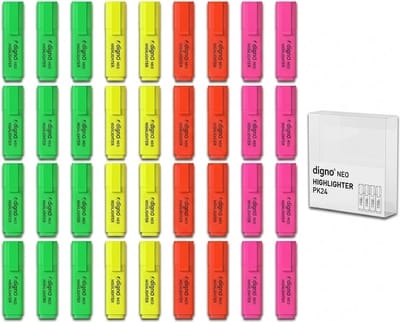 Digno Markeerstiften - Beitelpunt - Voor Bullet Journaling, Bijbelnotities & Studie - 24 Stuks Ideaal voor Bullet Journal, Bijbel & School - Assorti - Beitelpunt - Bullet Journal & Schoolbenodigdheden Met Kajal Sticker