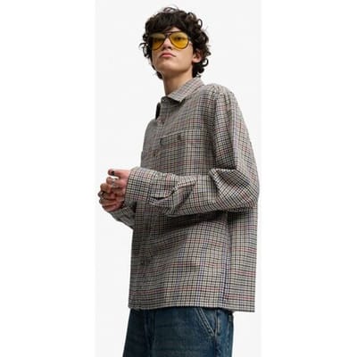 Superdry Bench Boxy Katoenen Overshirt Brown Grootte: S