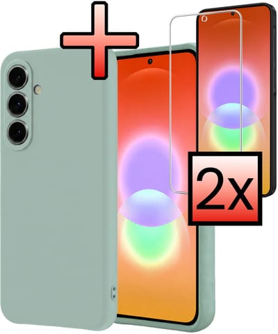 Hoesje - Met 2x Screenprotector - Geschikt voor Samsung Galaxy A27 - Sterk & Shockproof - Back Cover - Siliconen Case - Telefoon Hoes - Lichtblauw