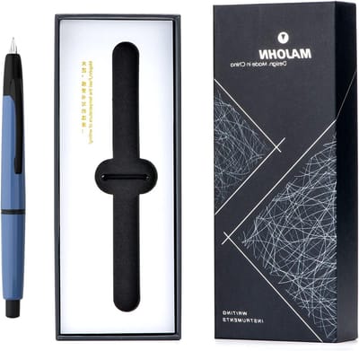 Stijlvolle vulpen met extra fijne nib, blauwe hars inkt en converter, inclusief luxe opbergdoos voor schrijfliefhebbers