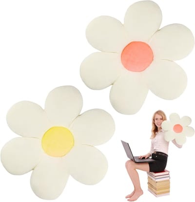 Set van 2 schattige bloemenkussens, 40 x 40 cm, pluche, comfortabel sierkussen voor bed, bank en raamdecoratie