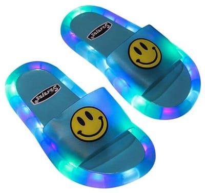 Jojoy - LED Pantoffels Kinderen - Lichtgevende Slippers - Blauw - Antislip Zool - PVC Waterdicht - Maat 34/35 - HAPPYS
