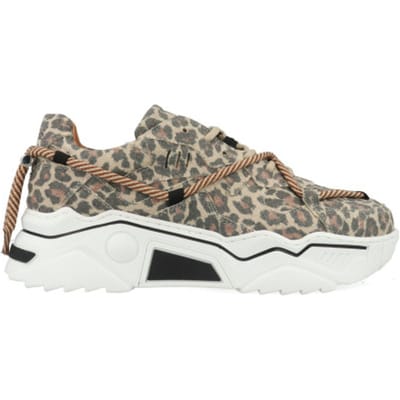 DWRS® Dames Sneakers - Beige - 80% Leer - Maat 39