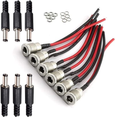 DC Mount Adapterset 12 Holle Stekkers met Soldeeraansluiting voor Audio Video en Bewakingscamera's