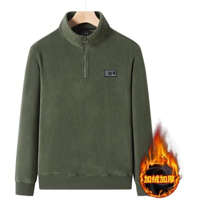 Fleece Hoodie met Halve Rits Heren Dubbele Fleece Onderlaag Warme Top Losse Grote Maat Pullover Opstaande Kraag Fleece Jas 9XL
