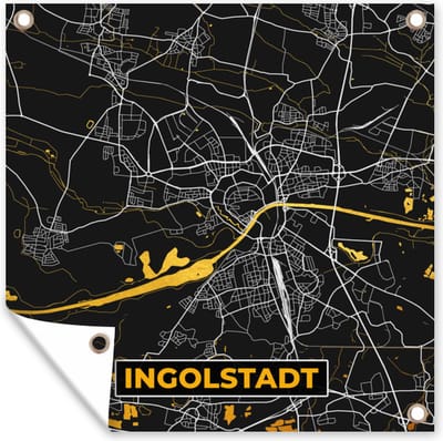 Tuin poster Ingolstadt - Plattegrond - Kaart - Duitsland - Goud - Stadskaart - 200x200 cm - Tuindoek