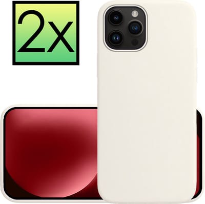 Hoesje - 2 Stuks - Geschikt voor Apple iPhone 15 Pro - Sterk & Shockproof - Case Siliconen - Back Cover - Telefoon Hoes - Wit