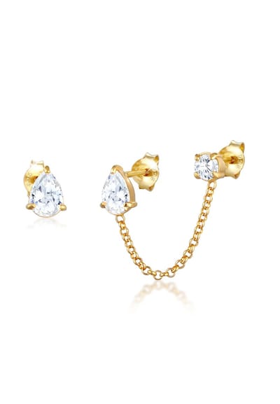 Elli - Oorbellen - Dames Filigraan Fonkeling met Cubic Zirconia Kristallen in 925 Sterling Zilver Verguld - Dames