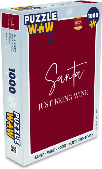Puzzel Santa - Wine - Rood - Kerst - Kerstman - Legpuzzel - Puzzel 1000 stukjes volwassenen - Kerst - Cadeau - Kerstcadeau voor mannen, vrouwen en kinderen