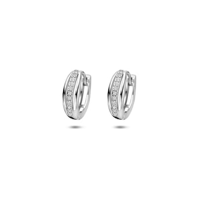Zilveren gerhodineerde klapoorringen zirkonia 12,5 mm - 1341364
