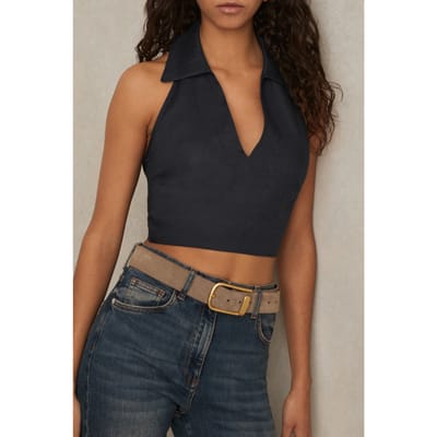 Reiss Halter Neck Top Navy Size: 12 | Tanks &amp; Camis Outlet | Dames | Blauw