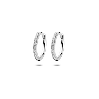 Zilveren gerhodineerde klapoorringen zirkonia 15 mm - 1341916