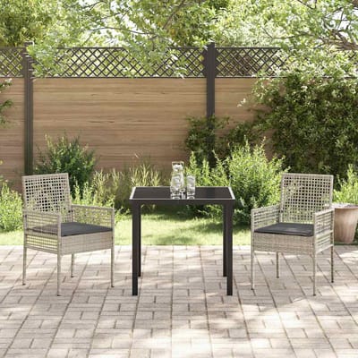 vidaXL Tuinstoel 2 pcs Lichtgrijs 55 x 53 x 85 cm poly rattan