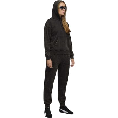 Puma Dames Essentials Elevated Washed Overhead Hoodie (Zwart)