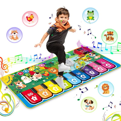 Pumpify Dansmat – Pianomat – Muziekmat – Speelmat – Bosboerderij – Speelgoed - 1 jaar - 2 jaar - 3 jaar - 4 jaar – 5 jaar – 6 jaar - Voor Kinderen - Voor Jongens - Voor Meisjes – 110x43 cm – Speelgoedboek