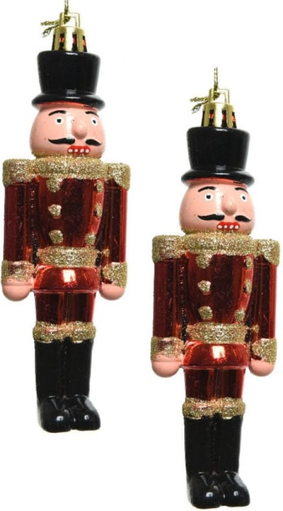 2x Kerstboomhangers notenkrakers poppetjes/soldaten 9 cm kerstversiering - Kerstversiering/boomversiering