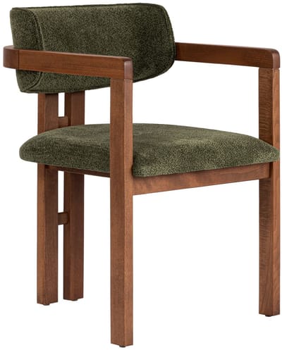Asir - Stoel - Groen, walnoot - Frame: 100% beukenhout - 85 x 58 x 58 cm