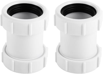 2 stuks 40mm rechte pijpverbinder, PVC koppeling voor sanitaire toepassingen, geschikt voor badkuip, gootsteen en douchebak