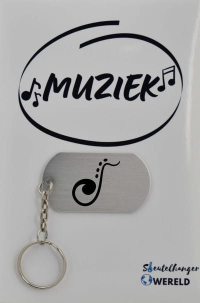 Saxofoon Sleutelhanger inclusief kaart - saxofoon cadeau – saxofoon - Leuk kado voor je vriend om te geven - 2.9 x 5.4CM