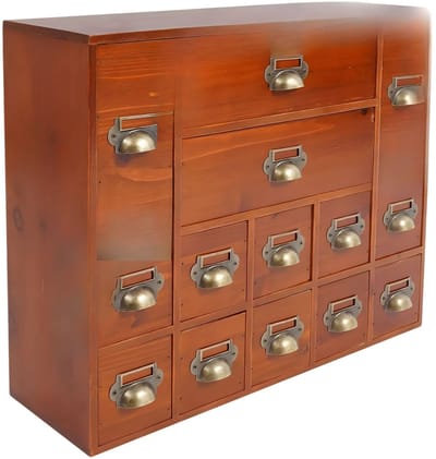Houten ladeblok – Voor bureau-organisatie – Landelijke stijl – Lichtbruin hout (53×16×42 cm)