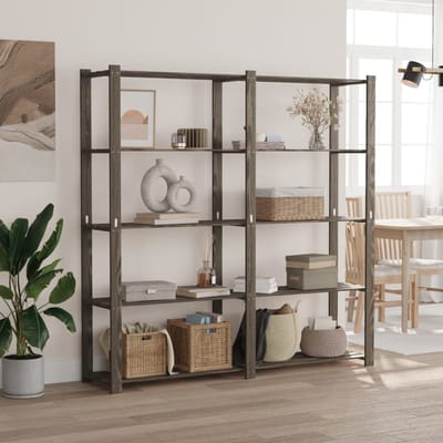 vidaXL Opbergrek 5-laags 170x38x170 cm massief grenenhout grijs