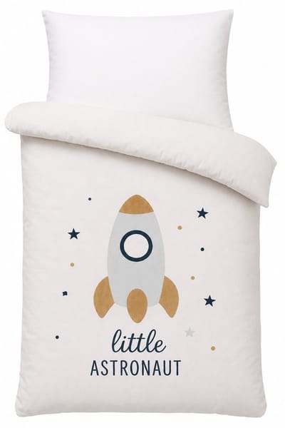 Ledikant Dekbedovertrek Set - Little Astronaut - Katoen Mousseline - Inclusief Hoeslaken