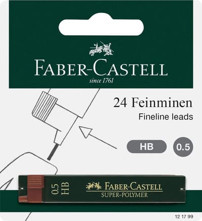 Faber-Castell potloodstiftjes - 2 kokers met 12 stuks - hardheid HB - lijnbreedte 0.5mm - FC-121799