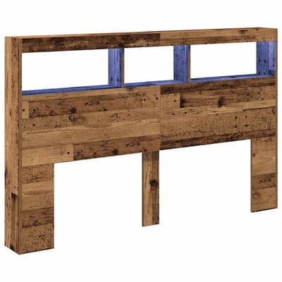 vidaXL - Hoofdbordkast - met - LED - 160x17x102 - cm - oud - hout