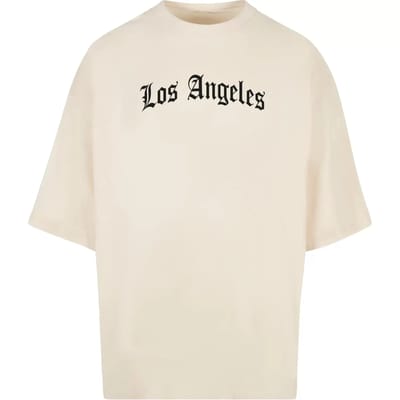 Mister Tee - Los Angeles Wording New Huge Heren Tshirt - L - Creme